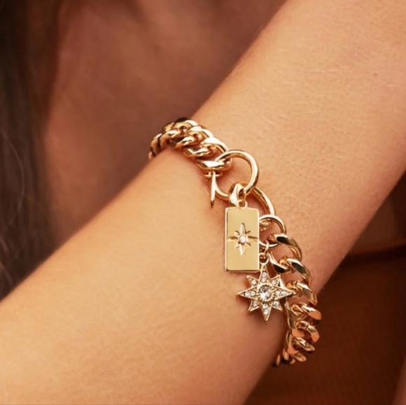 NIB Ettika Starry Charms Chain Link Bracelet - Picture 1 of 8